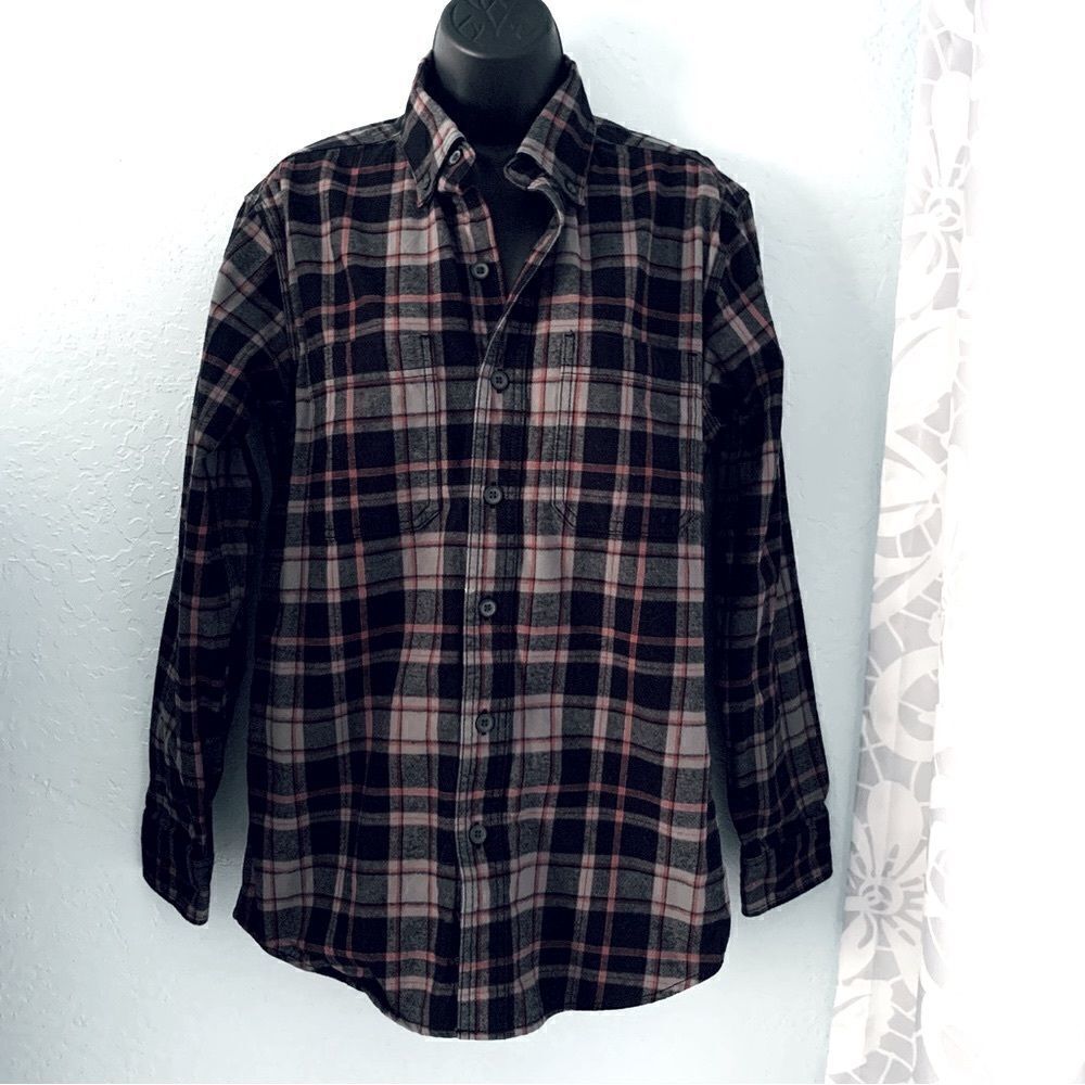 Ridgecut Toughwear Flannel Shirt Black/Gray & Red Plaid Size Small